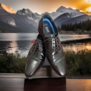 Johnston & Murphy Gibbons Lace , Cap Toe Men Sz 14 M Black 15-8666‎ Brazil Made